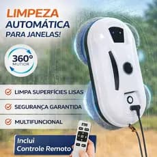 Robô limpa vidros automático com controle remoto e rotação 360° limpeza fácil e segura
