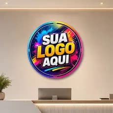 Placa Redonda Acrílico Personalizada Logo Empresa Loja Fachada Decoração