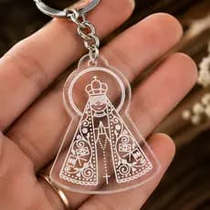 30 á 100 Chaveiros Acrílico Cristal Santa Presente Nossa Senhora Aparecida Igreja Lembrancinha