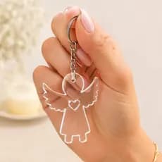 Kit 30 50 ou 100 Chaveiro Anjinho Acrílico Cristal Transparente Lembrancinha Batizado Primeira Comunhão Casamento