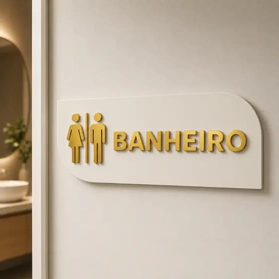 Placa Sinalização Porta Banheiro Masculino Feminino Unissex Em Acrílico Espelhado