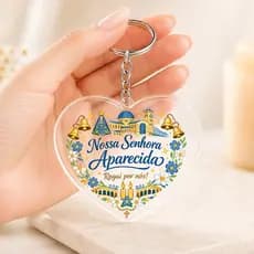 Kit Chaveiro  Acrílico Transparente Aparecida do Norte Presente Lembrancinha Católica Religiosa
