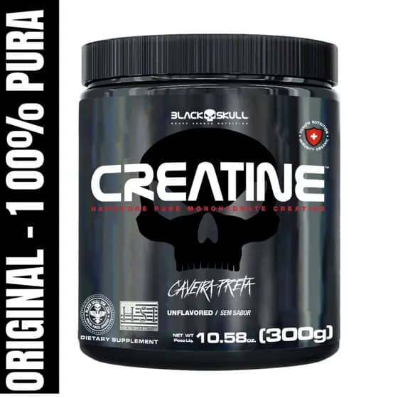 Creatina Black Skull Monohidratada - ORIGINAL - 300G Sem Sabor (PURA)