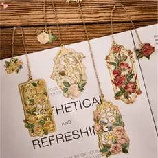 Rose Floral Bookmark Oca De Metal Com Pingente Clip De Livro Estudante Amigos Presentes Página Marcar Material Escolar De Escritório Papelaria