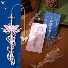 Marcadores De Metal De Espada Eterna , Marca De Livro Esmaltada Vintage De 4 Estilos Com Corrente , Arma De Anime Requin