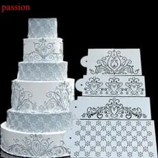 PASSION 4PCS/Set Plastic Cake Stencil Template Mold Princess Lace Flower Cupcake Cookie Bakeware Fondant Cake Decoration