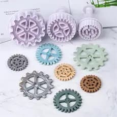 3 Pçs/set Engrenagem Forma Êmbolo Fondant Cortador De Decoração Do Bolo Ferramentas Cozimento Molde Bolinho Acessórios