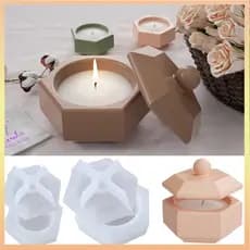 Armazenamento Hexagonal Caixa De Jóias Molde De Silicone Velas Com Sabonete De Resina De Gesso De Tampa Moldes De Home