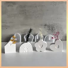 Molde De Silicone Para Vaso De Flores , Casa Arco-Íris , Formato De Coração , Gesso , Moldes De Gotejamento
