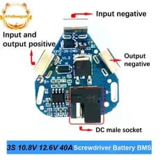 Placa De Proteção AYellowgod 3S 12.6V 40A BMS 18650 Equalizadora Para Furadeira Elétrica BR
