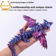 AYellowgod 3D Impresso Dragão Colorido Gem Estatuetas Articulação Móvel Rotativa Articulado Artesanato Desktop Figura De