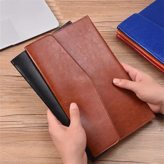 A4 A6 PU Pasta De Arquivo De Couro Envelopes Com Fecho Snap Pacote De Dados De Fechamento Organizador De Documentos Contrato Bolsa Contas Material De Escritório Escolar