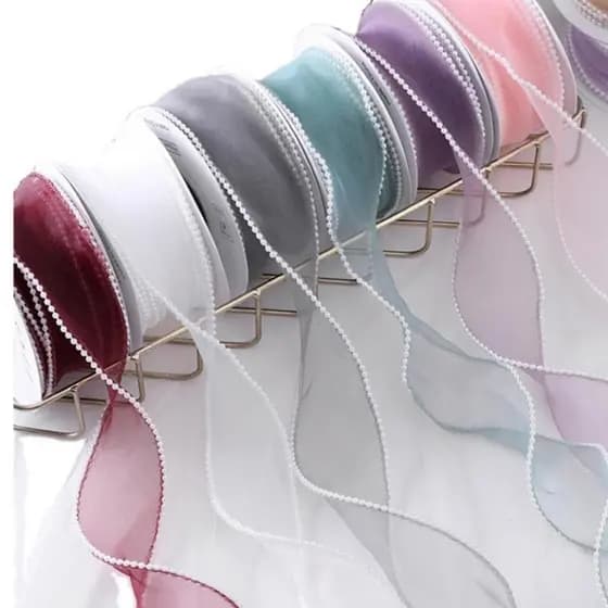 1 Rolo De Fitas De Presente De Chiffon Rabo De Peixe Pérola Fita De Organza De Luxo Para Embalagem De Buquê De Flores , Embrulho Artesanal Dia Dos Namorados Casamento Aniversário Guirlanda