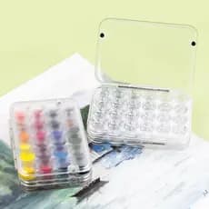 Paleta De Aquarela Vazia Pequena De 24 Grades Caixa De Pintura Hidratante Mini Arte Portátil Para Esboçar Estudante Em M