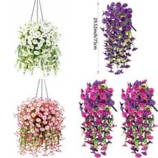 Flores Artificiais De Plantas Suspensas Falsas Para Decoração De Primavera Verão Ao Ar Livre , Seda Falsa Colorida Glóri