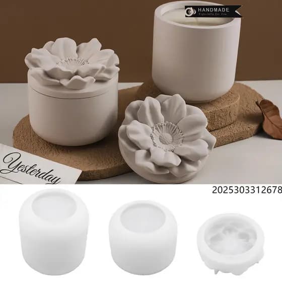 Molde De Silicone Para Sabão De Flores , Moldes Potes De Velas , Cimento Com Tampa Fazer De Vasos De Concreto Gesso De 1