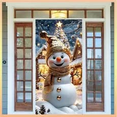 Natal Boneco De Neve Porta Capa Banner Decorações De Para Casa Pendurado Bandeira Varanda Ornamentos Presentes Navidad D