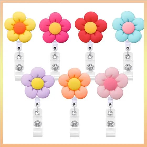 7 Colorido Novo Estilo De Flor Fofo Retráctil Enfermeira Porta Crachá Estudantes-Cartões De Identificação Doutor