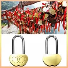 1X Fine Padlock Love Lock Gravado Com Cadeado De Amor Presentes De Dia Dos Namorados Duplo Coração