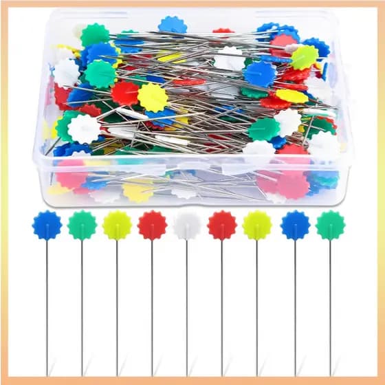 50pcs/100pcs Pinos De Costura De Cabeça Chata Com Agulha Box Needle Arts