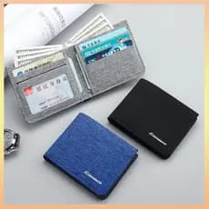 Carteira Para Homens De Lona Preta/Azul/Cinza Bolsa Dinheiro Masculino ID/photo/bank Cartão De Crédito Curta