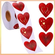 500pcs Adesivos De 1 Polegada Em Forma De Rolo Vermelho Do Amor 25mm Para O Dia Dos Namorados Com Padrões Brilhantes