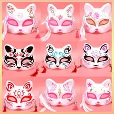 Máscaras De Anime Foxes Máscara Japonesa Cosplay Rave Gato Demoníaco De Meia Cara Festa