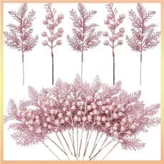 5 Pçs Decoração De Natal Glitter Berrie Buquê De Flores Artificiais Enfeites De Árvore Para Casa Ano Novo 2025 Navidad