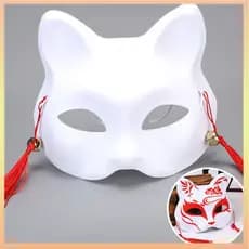 Máscara De 1 Peça De Rosto De Gato Branca Matte Fox DIY Blank PVC Half Face Masks With Bells Halloween Party Masquerade