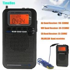 Rádio Estéreo Digital Portátil TimeHee Full Band Air FM AM SW VHF CB Receptor
