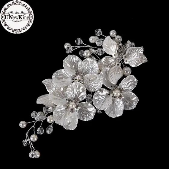 UNewKing Grampo De Cabelo De Flor De Pérola De Cristal De Noiva Joias Acessório Casamento Luxo br