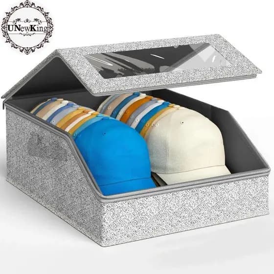 UNewKing 1PC Dobrável Zíper Boné De Beisebol Caixa De Armazenamento Não Tecido À Prova De Poeira Chapéu Guarda-Roupa Cai