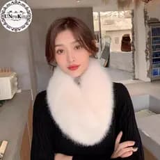 UNewKing Cachecol De Pele Falsa Gola Ne Mais Quente Feminino De Raposa Thi Pelúcia Xale Colar Inverno Envoltórios br
