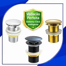 Válvula Click Up 1/4 Inox para Pia e Lavabo Anti Cheiro Sistema Inteligente 1346