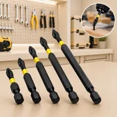 Kit com 5 Bits Phillips PH2 Magnéticos para Impacto em Aço Reforçado – 50mm a 150mm 2365