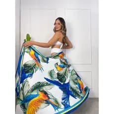 Saída de Praia Estampada Saia Pareô Feminina Canga Leve Elegante Verão Saida Modelo Envelope Moda Praia Verão 2026 Arara