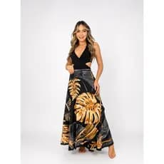 Kit Body Maiô Preto Feminino Saída de Praia Saia Pareô Canga Feminina Conjunto 2 Peças Body Engana Mamãe Envelope