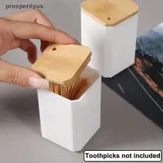 [prosperityus] Organizador Minimalista Nórdico De Palitos De Dentes Criativo Dente Com Tampa De Bambuaz