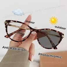 Óculos Fotocromáticos Anti-Radiação Para Olhos De Gato Mulheres , Homens , Moda Luz Azul UV400 , Unissex , Vidro Adaptat