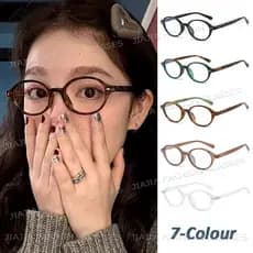 Coreano Retro Y2K Armação Oval Anti Luz Azul Óculos Feminino Radiação Bookworm De Pequena Para Mulheres Redondos Lentes