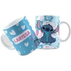 Caneca Personalizada Stitch Porcelana - Com Seu Nome Perfeita