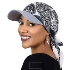 Chapéu De Lenço De Cetim Estampado , Boné Hijab De Beisebol De Aba Larga Macia , Viseira De Chiffon Respirável