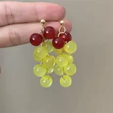 VELMIX1 Brinco Pendurado De Frutas , Brincos Boêmios Acrílicos De Uva , Lindos Contas Estilo Coreano