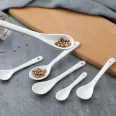 Colher De Agitação VELMIX1 , Colheres Brancas De Cerâmica Com Cabo Longo , Talheres Criativos Mini Café Sobremesa