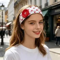 Faixa De Cabeça Com Botão De Bolinhas  , Cabelo Elástica Ajustável Para Ioga Coração De Amor , Lenço Esportivo E