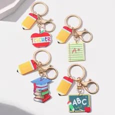 Chaveiro Do Dia Professor , De Lápis Acrílico Charme , Pingente De Educação De Forma Geométrica