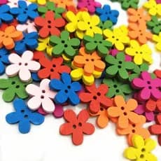 100pcs Botão De Flor , 2 Furos Roupa , Sweater Flat-back Cute Costura Colorido