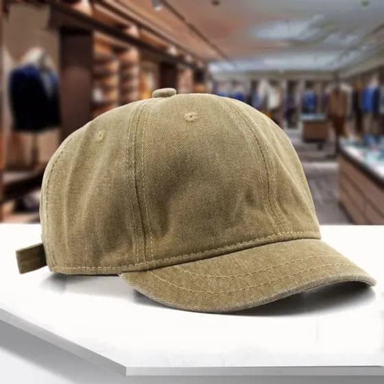 Boné De Beisebol De Aba Curta , Chapéu De Pai Estilo Caminhoneiro Ajustável De Cor Sólida Algodão Lavado
