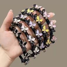Faixas De Cabelo Com Grampos , Argola Borboleta Feminina Doce E Brilhante , Estilo Francês