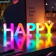 USNOW LED Letras Luz , Decorativa Inteligente Do Alfabeto , Letra De Nome Plástico Multicolor Número Lâmpada Férias